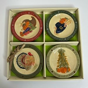 MWW 4” Mini Plate Set Thanksgiving Turkey Fall